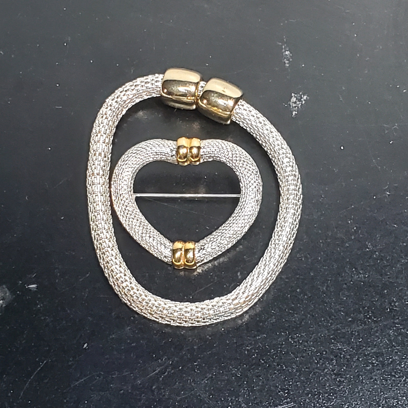 Slightly Stretchy Silver And Gold Tone Bead Bracelet 9